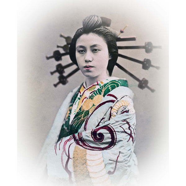 Art print of an Oiran  courtesan of the red light district of Yoshiwara in Tokyo