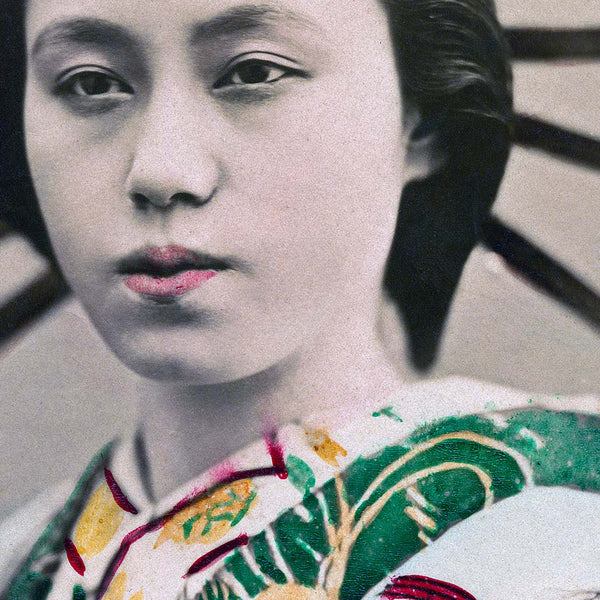 Detail of an art print of an Oiran  courtesan of the red light district of Yoshiwara in Tokyo