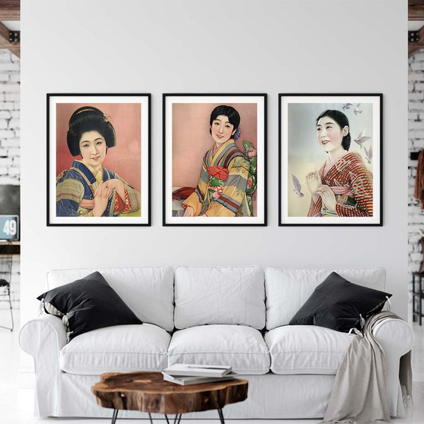 Fine art prints of beautiful Japanese women in kimono
