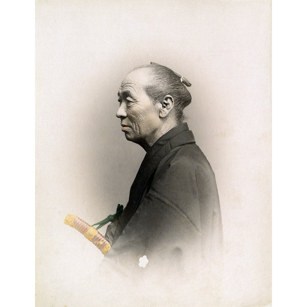 Fine art print of samurai with sword and chonmage topknot