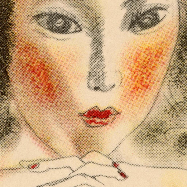 Detail of art print of a young Japanese woman wearing the latest fashion, ca. 1930